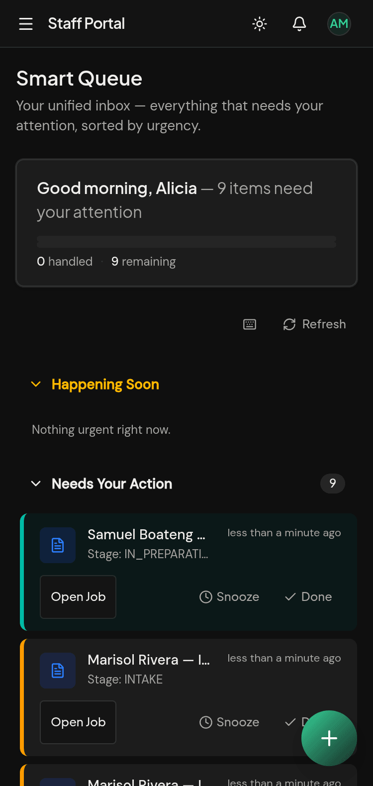 Staff mobile app